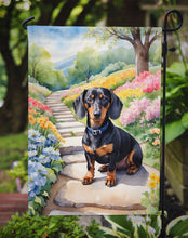Load image into Gallery viewer, Dachshund Spring Path Garden Flag  – Dog-Themed Floral Outdoor Decor