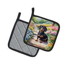 Load image into Gallery viewer, Dachshund Spring Path Pot Holders - Set of 2 Decorative Kitchen Helpers | Made in the USA