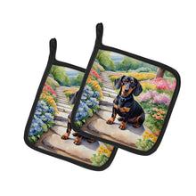 Load image into Gallery viewer, Dachshund Spring Path Pot Holders - Set of 2 Decorative Kitchen Helpers | Made in the USA