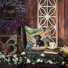 Load image into Gallery viewer, Dachshund Spring Path Throw Pillow