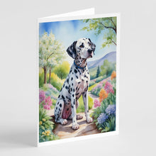 Load image into Gallery viewer, Dalmatian Spring Path Greeting Cards - Blank Note Cards – 8-Pack of Artist-Designed Cards with Envelopes