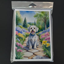Load image into Gallery viewer, Dandie Dinmont Terrier Spring Path Greeting Cards - Blank Note Cards – 8-Pack of Artist-Designed Cards with Envelopes