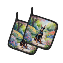 Load image into Gallery viewer, Doberman Pinscher Spring Path Pot Holders - Set of 2 Decorative Kitchen Helpers | Made in the USA
