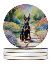 Load image into Gallery viewer, Doberman Pinscher Spring Path Large Sandstone Coasters Pack of 4