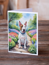 Load image into Gallery viewer, English Bull Terrier Spring Path Greeting Cards - Blank Note Cards – 8-Pack of Artist-Designed Cards with Envelopes