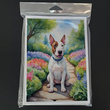 Load image into Gallery viewer, English Bull Terrier Spring Path Greeting Cards - Blank Note Cards – 8-Pack of Artist-Designed Cards with Envelopes