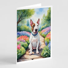 Load image into Gallery viewer, English Bull Terrier Spring Path Greeting Cards - Blank Note Cards – 8-Pack of Artist-Designed Cards with Envelopes
