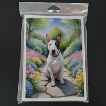 Load image into Gallery viewer, English Bull Terrier Spring Path Greeting Cards - Blank Note Cards – 8-Pack of Artist-Designed Cards with Envelopes