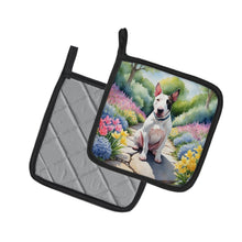 Load image into Gallery viewer, English Bull Terrier Spring Path Pot Holders - Set of 2 Decorative Kitchen Helpers | Made in the USA