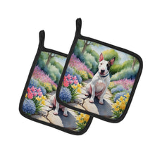 Load image into Gallery viewer, English Bull Terrier Spring Path Pot Holders - Set of 2 Decorative Kitchen Helpers | Made in the USA