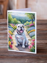 Load image into Gallery viewer, English Bulldog Spring Path Greeting Cards - Blank Note Cards – 8-Pack of Artist-Designed Cards with Envelopes