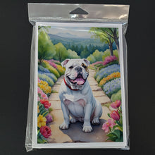 Load image into Gallery viewer, English Bulldog Spring Path Greeting Cards - Blank Note Cards – 8-Pack of Artist-Designed Cards with Envelopes