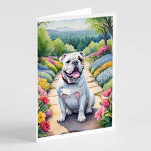 Load image into Gallery viewer, English Bulldog Spring Path Greeting Cards - Blank Note Cards – 8-Pack of Artist-Designed Cards with Envelopes