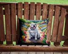 Load image into Gallery viewer, English Bulldog Spring Path Throw Pillow - 14x14 Decorative Pillow – Art for Your Home &amp; Patio
