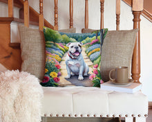 Load image into Gallery viewer, English Bulldog Spring Path Throw Pillow - 14x14 Decorative Pillow – Art for Your Home &amp; Patio
