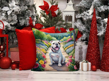 Load image into Gallery viewer, English Bulldog Spring Path Throw Pillow - 14x14 Decorative Pillow – Art for Your Home &amp; Patio