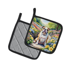 Load image into Gallery viewer, English Bulldog Spring Path Pot Holders - Set of 2 Decorative Kitchen Helpers | Made in the USA