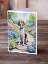 Load image into Gallery viewer, English Foxhound Spring Path Greeting Cards - Blank Note Cards – 8-Pack of Artist-Designed Cards with Envelopes