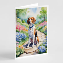 Load image into Gallery viewer, English Foxhound Spring Path Greeting Cards - Blank Note Cards – 8-Pack of Artist-Designed Cards with Envelopes