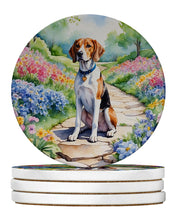 Load image into Gallery viewer, English Foxhound Spring Path Large Sandstone Coasters Pack of 4
