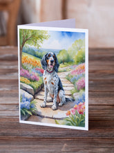 Load image into Gallery viewer, English Setter Spring Path Greeting Cards - Blank Note Cards – 8-Pack of Artist-Designed Cards with Envelopes