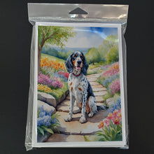 Load image into Gallery viewer, English Setter Spring Path Greeting Cards - Blank Note Cards – 8-Pack of Artist-Designed Cards with Envelopes