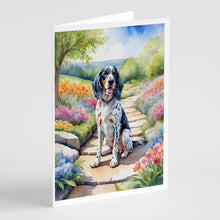 Load image into Gallery viewer, English Setter Spring Path Greeting Cards - Blank Note Cards – 8-Pack of Artist-Designed Cards with Envelopes