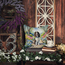 Load image into Gallery viewer, English Springer Spaniel Spring Path Throw Pillow - 14x14 Decorative Pillow – Art for Your Home &amp; Patio