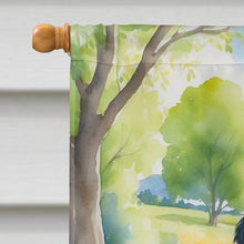 Load image into Gallery viewer, Flat-Coated Retriever Spring Path House Flag