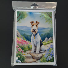 Load image into Gallery viewer, Fox Terrier Spring Path Greeting Cards - Blank Note Cards – 8-Pack of Artist-Designed Cards with Envelopes