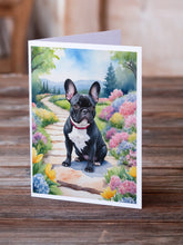 Load image into Gallery viewer, French Bulldog Spring Path Greeting Cards - Blank Note Cards – 8-Pack of Artist-Designed Cards with Envelopes