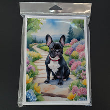 Load image into Gallery viewer, French Bulldog Spring Path Greeting Cards - Blank Note Cards – 8-Pack of Artist-Designed Cards with Envelopes
