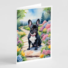 Load image into Gallery viewer, French Bulldog Spring Path Greeting Cards - Blank Note Cards – 8-Pack of Artist-Designed Cards with Envelopes