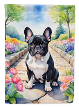 Load image into Gallery viewer, French Bulldog Spring Path Garden Flag  – Dog-Themed Floral Outdoor Decor