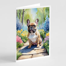 Load image into Gallery viewer, French Bulldog Spring Path Greeting Cards - Blank Note Cards – 8-Pack of Artist-Designed Cards with Envelopes