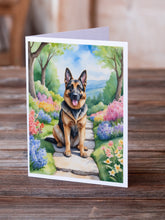 Load image into Gallery viewer, German Shepherd Spring Path Greeting Cards - Blank Note Cards – 8-Pack of Artist-Designed Cards with Envelopes