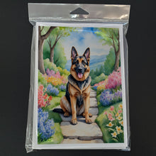 Load image into Gallery viewer, German Shepherd Spring Path Greeting Cards - Blank Note Cards – 8-Pack of Artist-Designed Cards with Envelopes