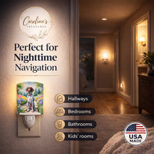 Load image into Gallery viewer, German Shorthaired Pointer Spring Path Ceramic Night Light Compact, UL-Certified, Ideal for Bedroom, Bathroom, Nursery, Hallway, Kitchen, 6x4x3, Multicolor