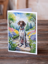 Load image into Gallery viewer, German Shorthaired Pointer Spring Path Greeting Cards - Blank Note Cards – 8-Pack of Artist-Designed Cards with Envelopes