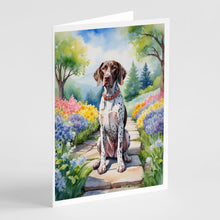Load image into Gallery viewer, German Shorthaired Pointer Spring Path Greeting Cards - Blank Note Cards – 8-Pack of Artist-Designed Cards with Envelopes