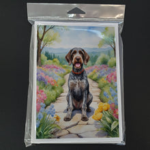 Load image into Gallery viewer, German Wirehaired Pointer Spring Path Greeting Cards - Blank Note Cards – 8-Pack of Artist-Designed Cards with Envelopes