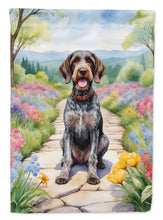 Load image into Gallery viewer, German Wirehaired Pointer Spring Path Garden Flag  – Dog-Themed Floral Outdoor Decor