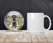 Load image into Gallery viewer, German Wirehaired Pointer Spring Path Large Sandstone Coasters Pack of 4