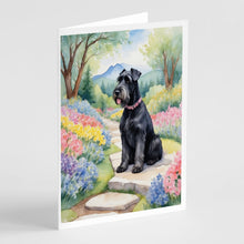 Load image into Gallery viewer, Giant Schnauzer Spring Path Greeting Cards - Blank Note Cards – 8-Pack of Artist-Designed Cards with Envelopes
