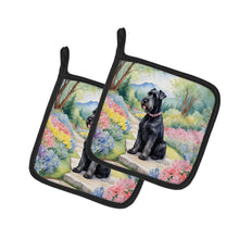 Load image into Gallery viewer, Giant Schnauzer Spring Path Pot Holders - Set of 2 Decorative Kitchen Helpers | Made in the USA