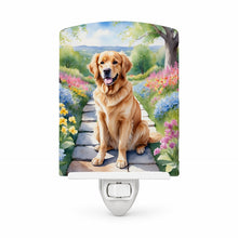 Load image into Gallery viewer, Golden Retriever Spring Path Ceramic Night Light Compact, UL-Certified, Ideal for Bedroom, Bathroom, Nursery, Hallway, Kitchen, 6x4x3, Multicolor