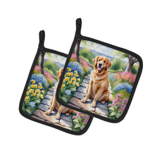 Load image into Gallery viewer, Golden Retriever Spring Path Pot Holders - Set of 2 Decorative Kitchen Helpers | Made in the USA