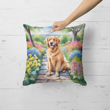 Load image into Gallery viewer, Golden Retriever Spring Path Throw Pillow