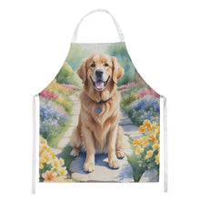 Load image into Gallery viewer, Golden Retriever Spring Path Apron – Artist-Designed Kitchen, BBQ &amp; Craft Apron