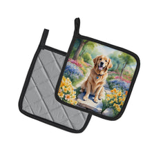 Load image into Gallery viewer, Golden Retriever Spring Path Pot Holders - Set of 2 Decorative Kitchen Helpers | Made in the USA